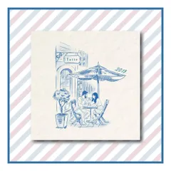 A cherished memory from their journey, this illustration captures the couple on a date at a favorite café. These personal vignettes are what make a love story invitation so special.