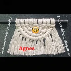 A student's completed semi-lunar wall hanging. Even if you miss a live class, you can catch up with the recordings and still create beautiful pieces like this.