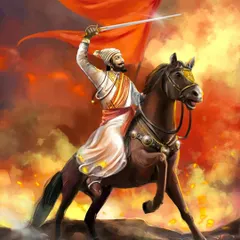 Jay Shivray! A dynamic digital artwork of Chhatrapati Shivaji Maharaj on horseback, leading with his sword held high against a fiery sky. This painting is my tribute to his unyielding spirit and leadership.