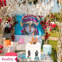 We brought a vibrant, bohemian art theme to life for this outdoor celebration. From a concept on a mood board to this stunning reality, we ensure every detail reflects your personal style.