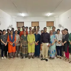 A group photograph with the participants from our corporate wellness session at National Insurance, Mumbai. We foster a sense of community and shared purpose in our workshops, creating a positive and supportive environment for learning.
