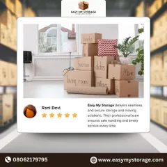 This testimonial from Rani Devi highlights our seamless and secure storage and moving solutions, noting our professional team and timely service.