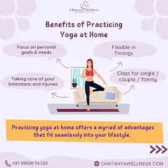 Practicing yoga at home offers many advantages. Our personalized home sessions allow you to focus on your own goals, work within your limitations, and enjoy flexibility with timings.