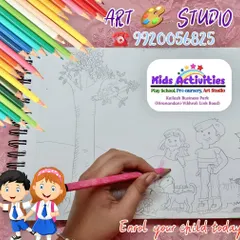 Our art studio is a campus for creative coaching, where we help children develop essential life skills through engaging art modules. Here, a student is learning the fundamentals of drawing and sketching.