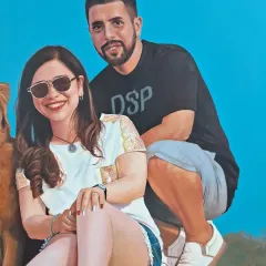 A close-up on a commissioned family portrait. My focus here was on the relaxed, happy expressions and the casual nature of the pose, creating a piece that feels both authentic and artistically rendered.