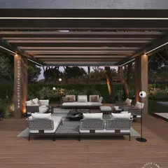 Our profile lights are versatile enough to be used on outdoor structures like this pergola. The integrated lighting turns the patio into a usable and atmospheric space well into the evening.