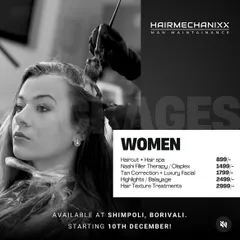 Check out our exclusive packages for women available at our Shimpoli, Borivali location. Get great value on services like Haircut + Hair Spa, Olaplex therapy, and Balayage.