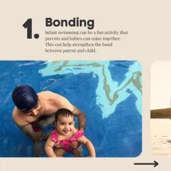 Infant swimming is a fun activity that strengthens the bond between parent and child.