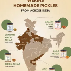 A taste of India in every jar. This map shows the regional inspiration behind some of our pickles, from Punjabi Gajjar Achar to Rajasthani Nimbu Achar.