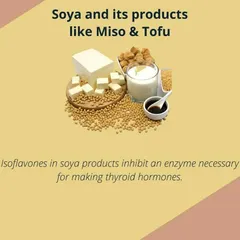 Soya products like tofu contain isoflavones, which can inhibit an enzyme needed for making thyroid hormones. It's best to limit these if you have hypothyroidism.