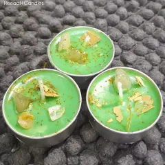 My Navratri tealights are all set to light up your homes. These green ones are infused with crystals and herbs to bring in prosperity and nature's energy.
