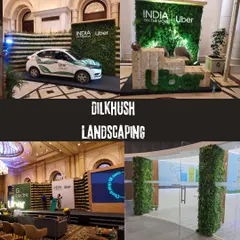 This collage highlights our work creating temporary green installations for corporate events, such as this one for Uber. We design and install green backdrops, living pillars, and other features to make any event memorable.