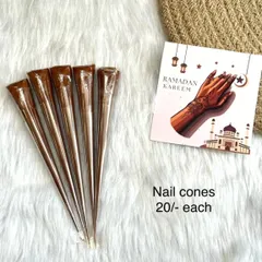 A close-up of my nail cones, perfect for achieving that classic, beautiful nail stain that is also wudu-friendly.