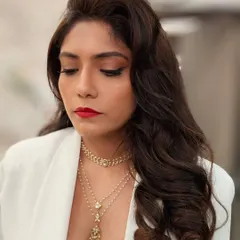 A close-up of the classic red lip and winged eyeliner. This look is timelessly chic and was perfect for my client attending her best friend's wedding.