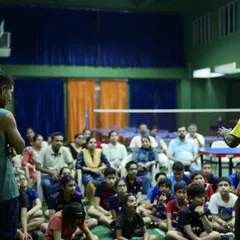 We believe in a partnership between coaches, players, and parents. Here, Coach Krunal Telang and Mr. Vikramadithya address both players and their parents during a session on confidence.