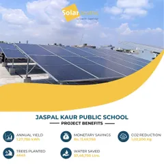 Partnering with Jaspal Kaur Public School on their sustainability journey has been a privilege. This installation provides an annual yield of 1,27,750 kWh, saving the institution over ₹11.4 lakhs per year.
