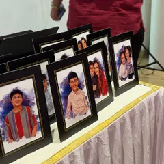 A closer look at the finished products. Each digital sketch is printed and placed in a quality frame, ready for guests to display.