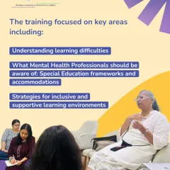 This graphic outlines the key areas of focus from our training with Dr. Geet Oberoi. We delved into understanding learning difficulties and strategies for creating inclusive and supportive learning environments.