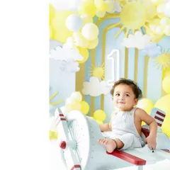 Time to fly! Before the cake, we capture some beautiful portraits with themed props like this charming toy airplane, adding another layer of fun to the first birthday photoshoot.