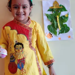 Look at the pride and joy in their creations! For Ganesh Chaturthi, children used various materials like clay, leaves, and paper to create their own Ganesha figures. This is a wonderful fusion of art, culture, and personal expression.