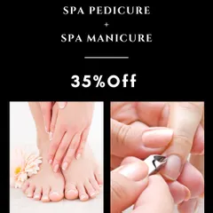 Treat yourself with 35% off our Spa Manicure and Spa Pedicure combo. Book your appointment today for a session of ultimate relaxation.