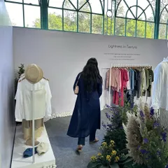 Exploring the 'Lightness in Texture' collection at the Uniqlo preview. Understanding fabrics and how they drape is a key part of my job as a stylist.