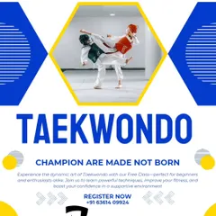 This flyer provides all the details for our Taekwondo classes. We welcome beginners and experienced enthusiasts alike to join us for a free trial class to experience the dynamic art of Taekwondo.