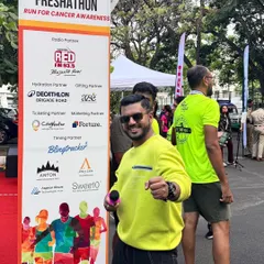 Posing next to the official banner for the Freshathon. I was proud to be associated with such a well-organized event for a great cause.