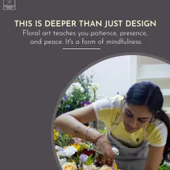 A student finds her focus, completely absorbed in her creation. This is what I mean by floral art as mindfulness; it teaches patience, presence, and a deep sense of peace.