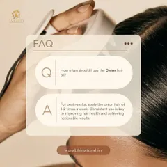 I get a lot of questions about how to use my products. For the onion hair oil, I recommend applying it 1 to 2 times a week. Consistency is the key to seeing noticeable results in your hair's health.
