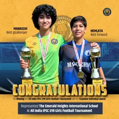 Celebrating individual excellence. Congratulations to our players Manassvi for winning Best Goalkeeper and Hemlata for winning Best Forward at the All India IPSC U19 Girls Football Tournament.