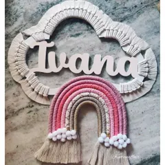 Looking for a unique gift for a new baby? This macrame name cloud for Ivana, paired with a colorful rainbow, is a perfect choice. It’s a piece they will cherish for years. I can create this with any name and in any color palette to match the nursery decor.