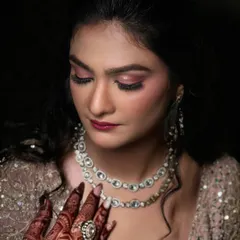 My stunning engagement bride from Meerut. The makeup is glamorous yet soft, perfect for the occasion.