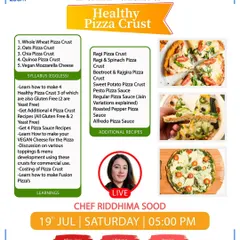 This Healthy Pizza Crust workshop explores a variety of eggless and yeast-free options, including whole wheat, quinoa, and ragi crusts. I also teach you how to make vegan cheese and various pizza sauces.
