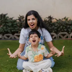Let's get silly. I encourage families to play and have fun during our shoots, which results in wonderfully expressive and energetic photos like this one. This is what real family life looks like.