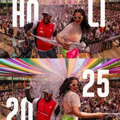 A graphic edit celebrating our Holi 2025 performance. Me and Shameless Mani bringing the madness to the festival of colors.