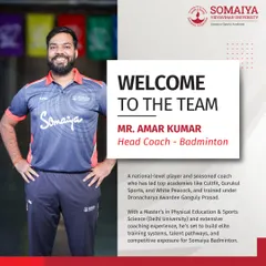 We welcome Mr. Amar Kumar as our Head Coach for Badminton. A national-level player trained under Dronacharya Awardee Ganguly Prasad, he is set to build elite training systems and competitive pathways for our badminton athletes.
