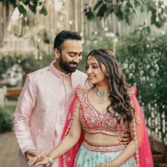 The look of love. We create the perfect setting, but it's the connection between the couple that brings the magic. This is a beautiful candid moment from their pastel-themed Haldi ceremony.