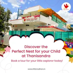 Discover the perfect nest for your child at our Thanisandra campus. Located near Manyata Tech Park, we offer a welcoming and stimulating environment for little explorers.