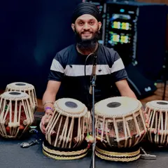 All set up and ready for the performance at NMACC. I use a multi-tabla setup for my solo concerts to explore different scales and tonal qualities.