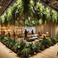 Who says an office has to be all cubicles and conference rooms? For this commercial project, we designed and installed a massive hanging plant installation that acts as a living, breathing divider, purifying the air and creating a stunning biophilic design feature.