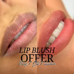 See the amazing difference with my lip blushing service. On the left, you can see the client's lips before, with some uneven pigmentation. On the right is the result after the procedure, showing a beautiful, healthy, and even lip tint. This semi-permanent makeup boosts your natural color and defines your lip shape.