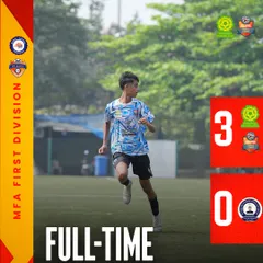 A dominant 3-0 victory in the MFA 1st Division. This result reflects our tactical discipline and clinical finishing, with goals from Aryan, Hitanshu, and Akshay sealing the deal.
