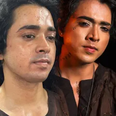 A before-and-after of a creative male makeup look. This demonstrates that makeup is for everyone and can be a powerful tool for self-expression.