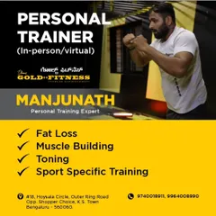 This is Manjunath, a personal training expert on our team. He offers both in-person and virtual coaching for fat loss, muscle building, toning, and sport-specific goals.