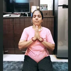 Sharing my practice with my flexible mom. Here she is in Vajrasana (Thunderbolt Pose) with hands in Anjali Mudra, a simple yet powerful pose for digestion and meditation.