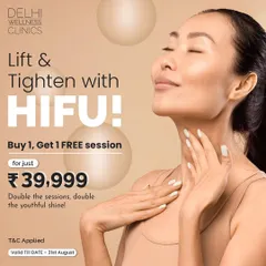 Get double the youthful shine with our Buy 1, Get 1 Free session offer on HIFU. This is a great opportunity to experience the benefits of our non-invasive skin lifting and tightening treatment.