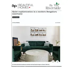 A screenshot of the article "Quiet sophistication in a modern Bengaluru sanctuary" from Beautiful Homes, featuring our work.