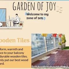 Create your zone of zen with our wooden tile solutions. This graphic highlights how a well-laid wooden floor can define an outdoor space, making it feel like a true extension of your home.