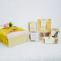 This is my complete Diwali hamper, featuring a decorative box and an assortment of my handmade products. It includes sweet and savory options, making it a well-rounded gift for friends, family, or colleagues.
